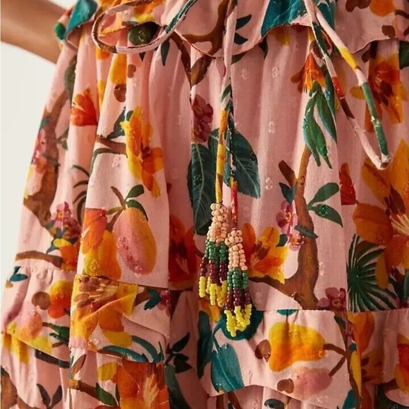 EUC XL Farm Rio Anthropologie Tropical Paradise Square Neck Tiered-Maxi dress - Picture 3 of 7